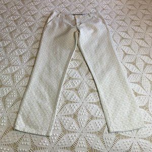 Anthropologie Daughters of the Liberation Cream  & Blue Jacquard 4-Pocket Pants